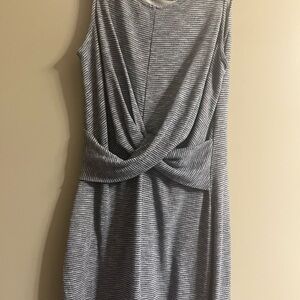 Hail3y:23 Gray & White Striped Ruched Front Dress Size Medium